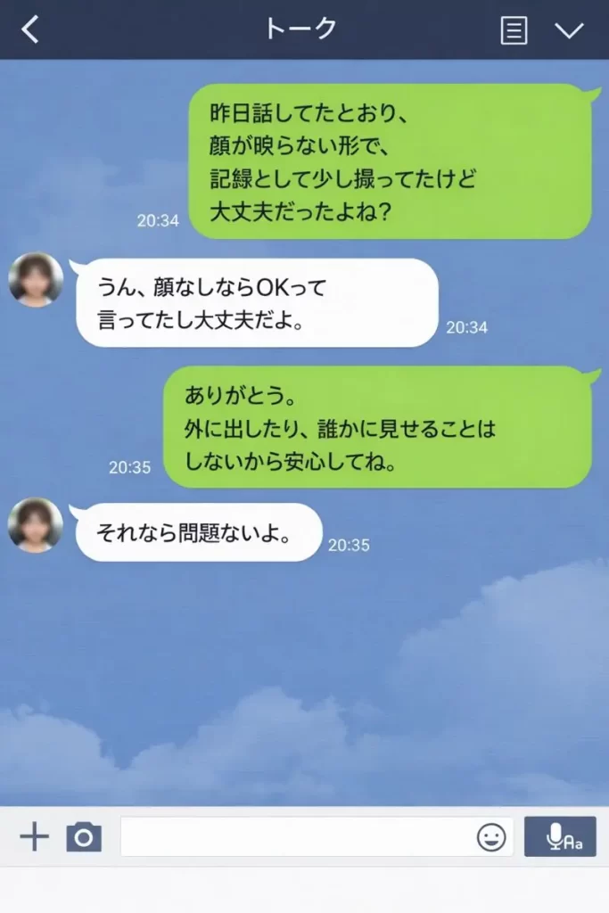 ハメ撮り　ライン上で証拠を残す