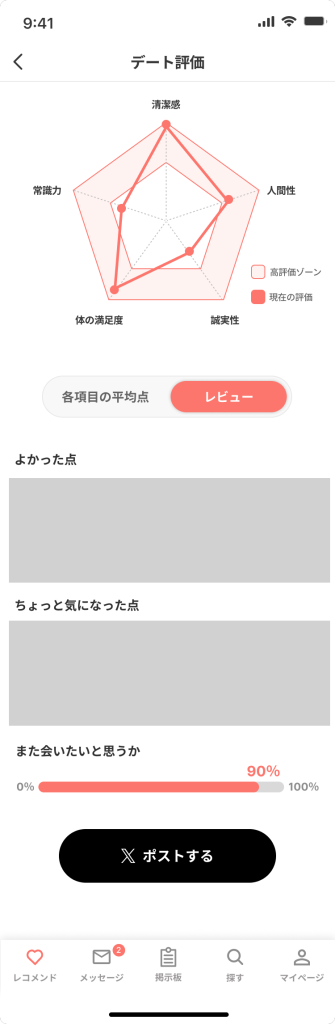 トメきゅん　レポート画面